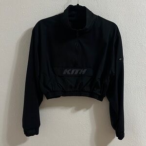 Kith Reflective Logo Black Long Sleeve Cropped Top